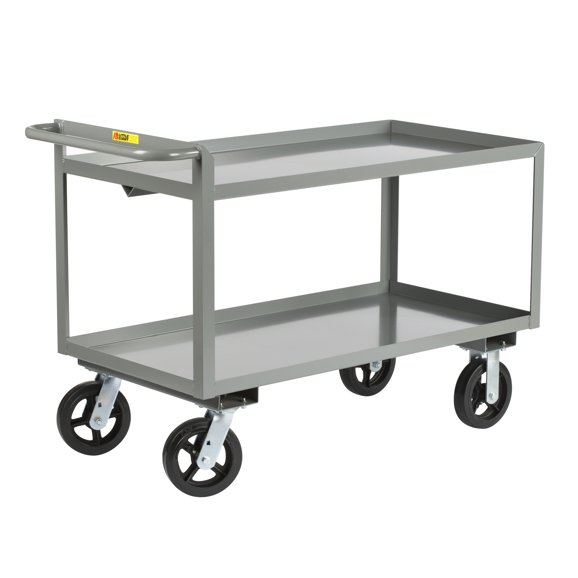 Little Giant Merchandise Collectors Cart - 30in. x 48in., 2400-Lb. Capacity, 2 Shelves, Carbon Steel, Model# GL-3048-8MR